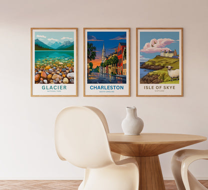 Charleston Historic District Travel Poster - Southern Serenity