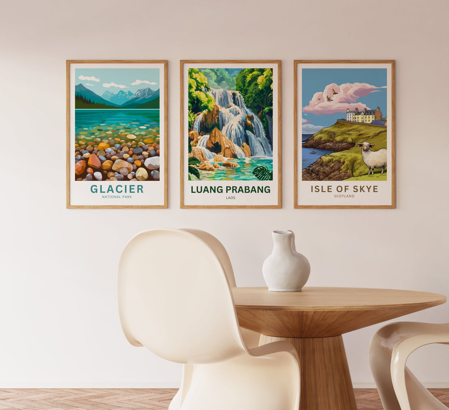 Luang Prabang Huang Si Falls Travel Poster - Famous Waterfalls in Laos