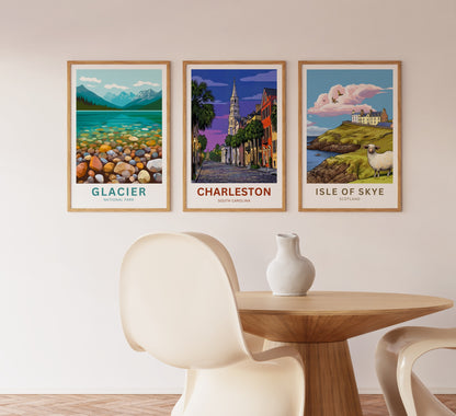 Charleston Historic District Travel Poster - Night Scene