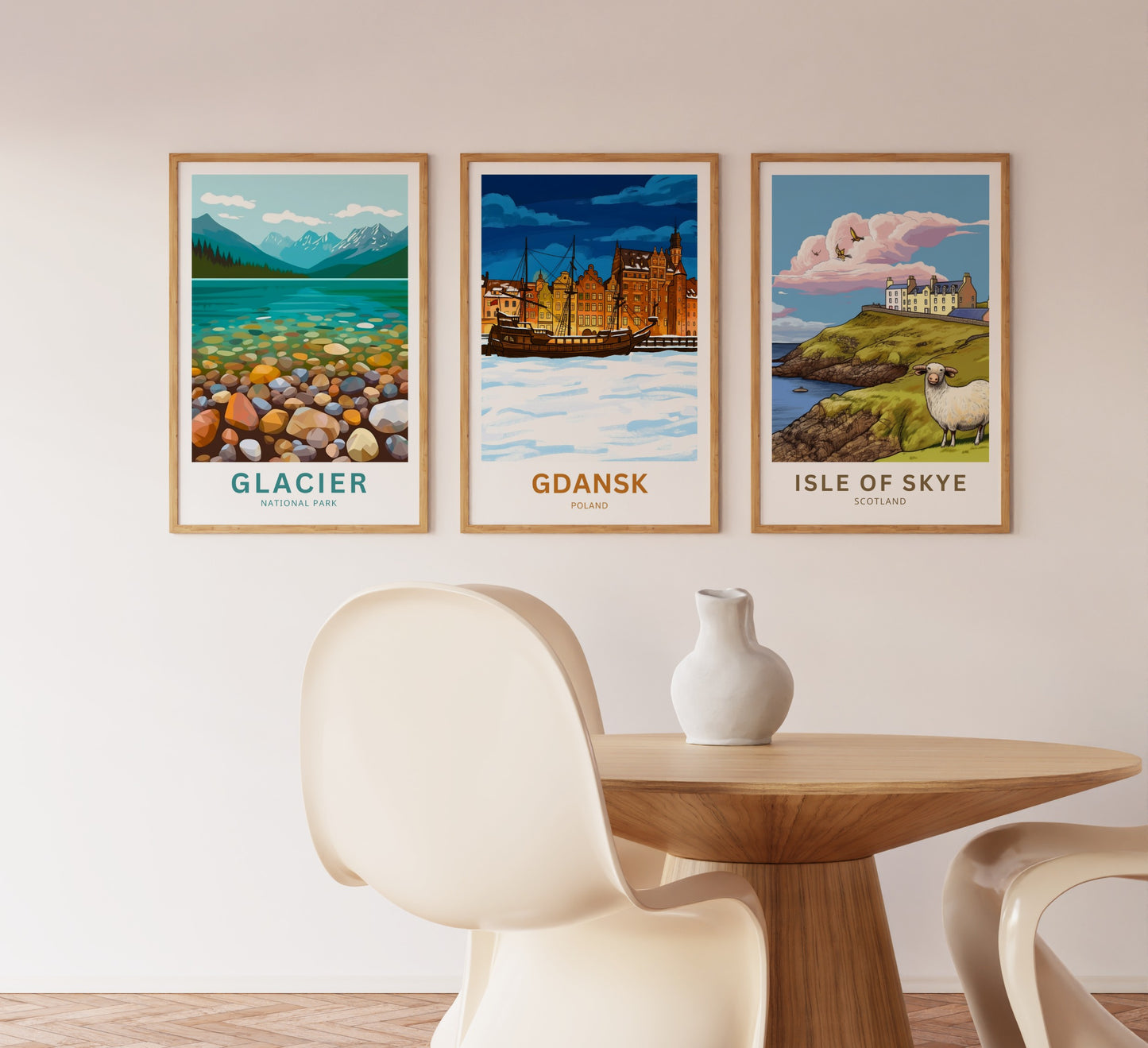 Gdańsk  Travel Poster - Twilight Over The Frozen Old Port