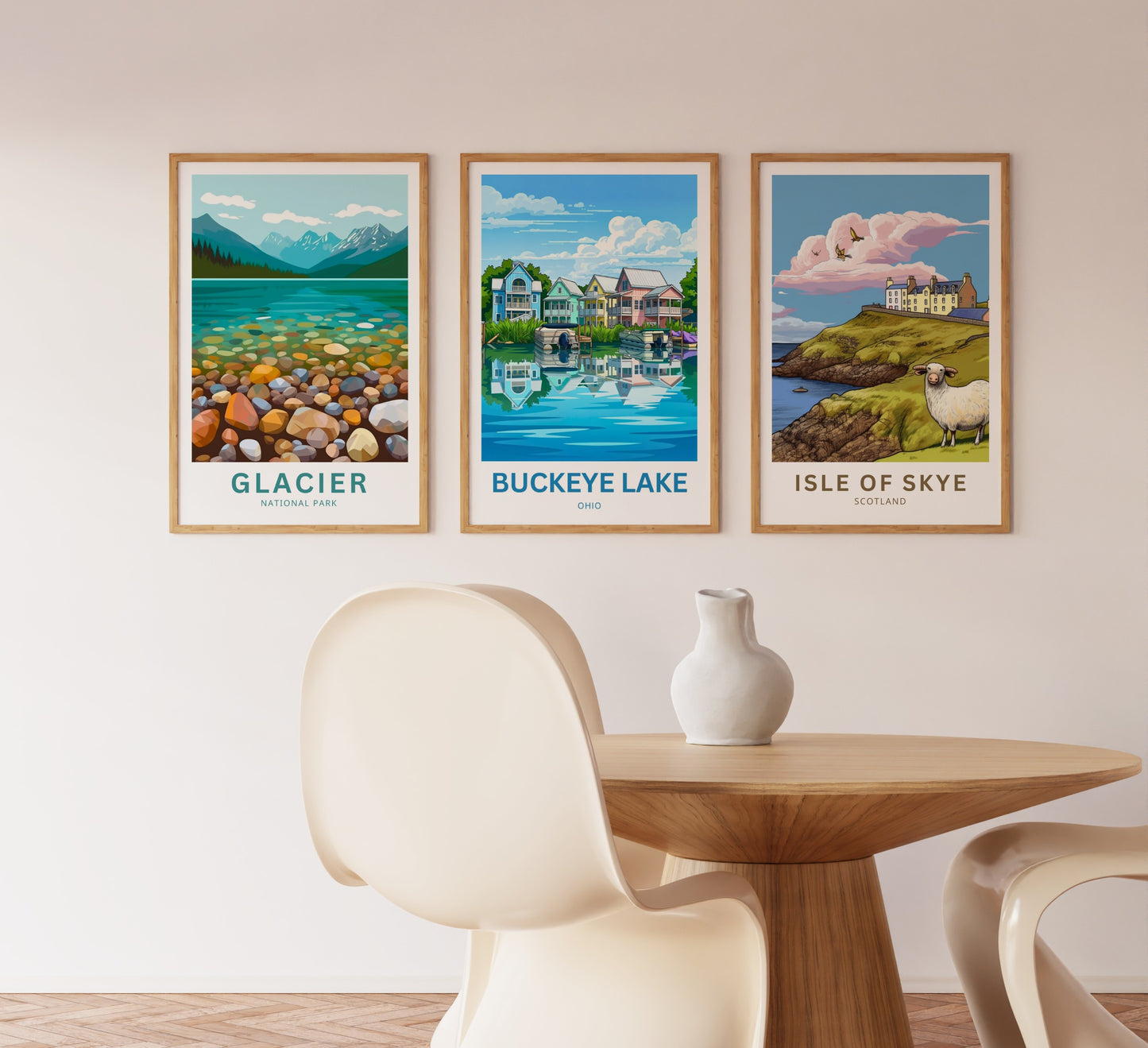Buckeye Lake Travel Poster -  Colorful House in the Lake