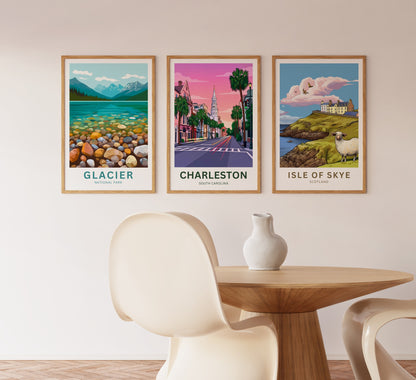 Charleston Historic District Travel Poster - Pinkish Glow