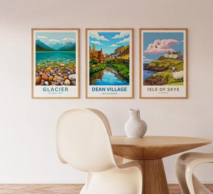 Dean Village Travel Poster - Water of Leith Serenity