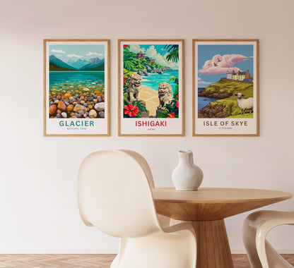 Ishigaki Travel Poster - Temple Cliffs of Ishigaki