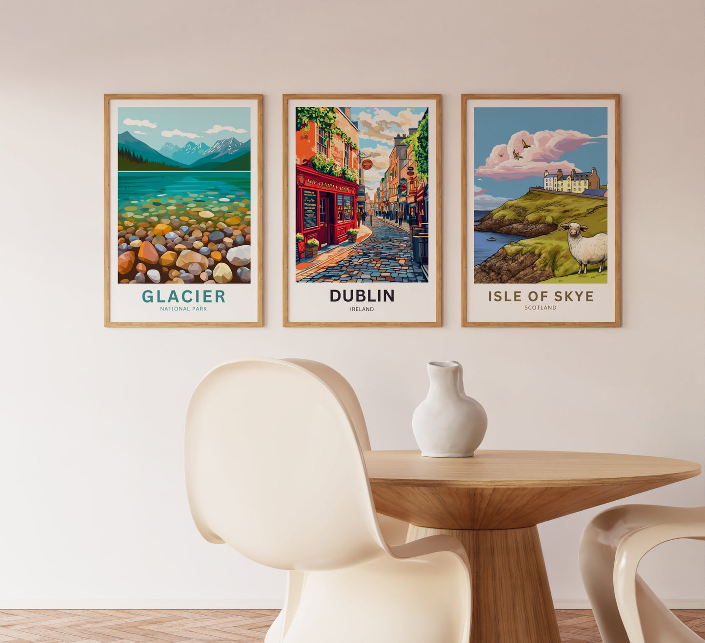 Dublin Travel Poster- Temple Bar Street Ireland