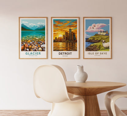Detroit Travel Poster - Stunning City Sunset