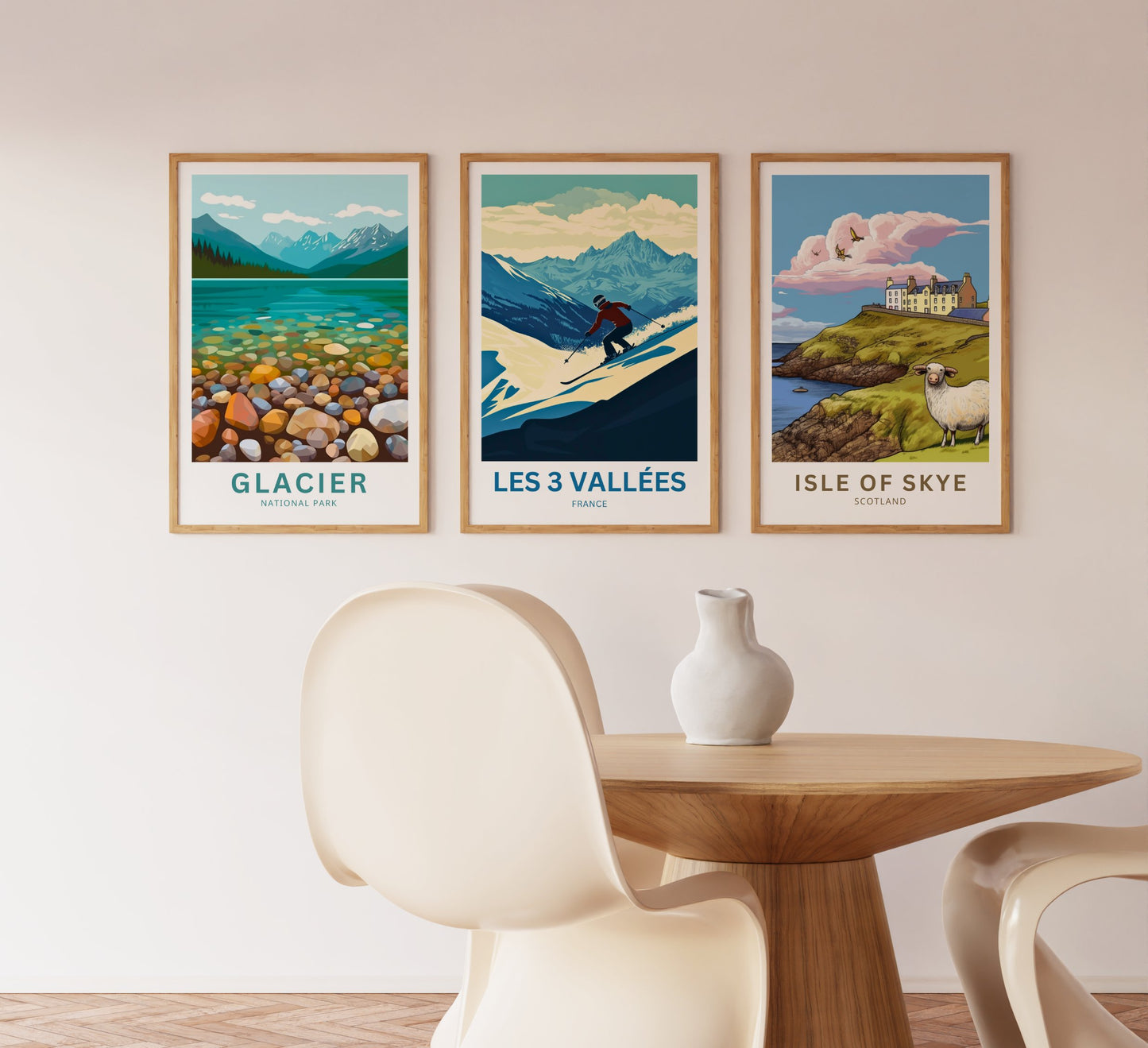 Les 3 Vallées Travel Poster - Snowy Escape in the French Alps