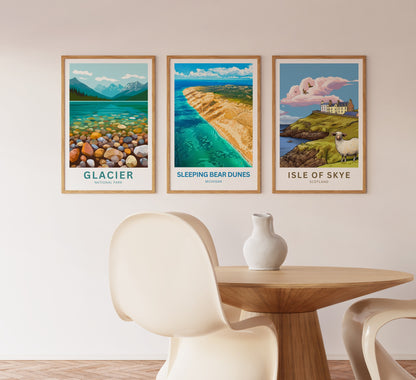 Sleeping Bear Dunes Travel Poster - Famous Massive Sand
