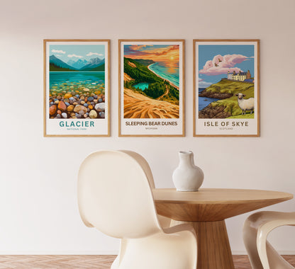 Sleeping Bear Dunes Travel Poster -Breathtaking Sunset View