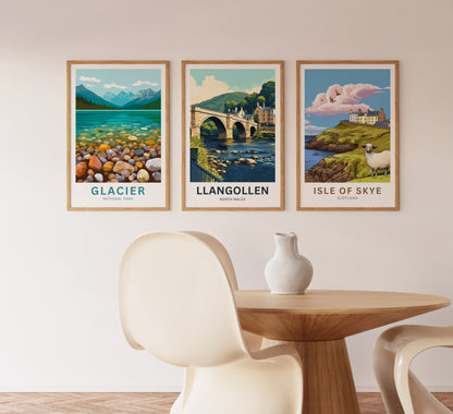 Llangollen Travel Poster - Welsh Waters, Welsh Wonders