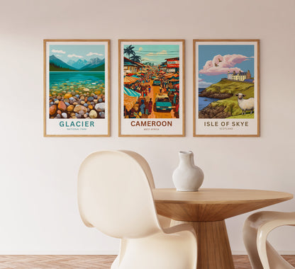 Cameroon Travel Poster - Captivating Busy Market Street