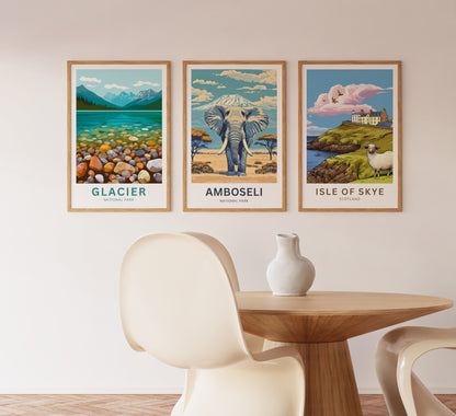 Amboseli National Park Travel Poster  - Tusks of Glory, Kilimanjaro Rising