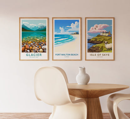 Fort Walton Beach Travel Poster - Sandy Shores, Happy Hearts