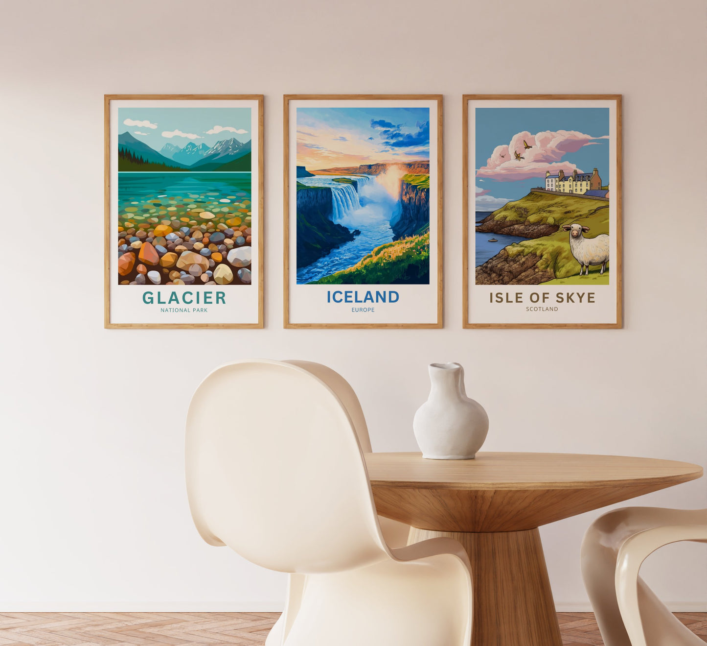 Iceland Travel Poster - Massive Europe Waterfalls