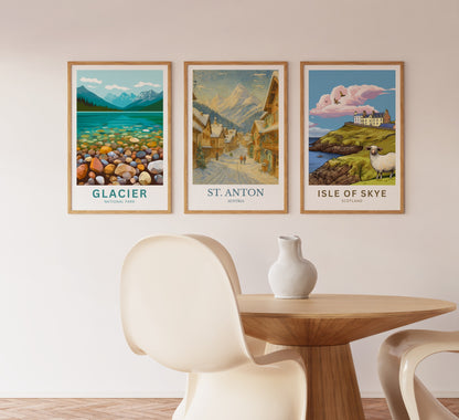 St. Anton, Watercolor design poster, Austria Print, St. Anton Wall Art