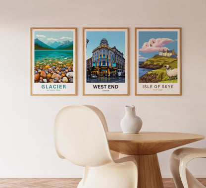West End Travel Poster - London Theatre District