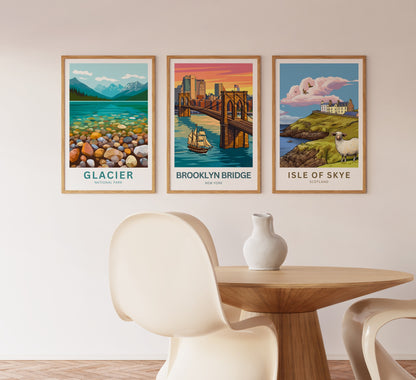 Brooklyn Bridge Travel Poster -  Colorful View of Brooklyn,New York