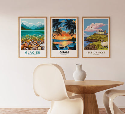 Guam Travel Poster - Tropical Sunset View US Island