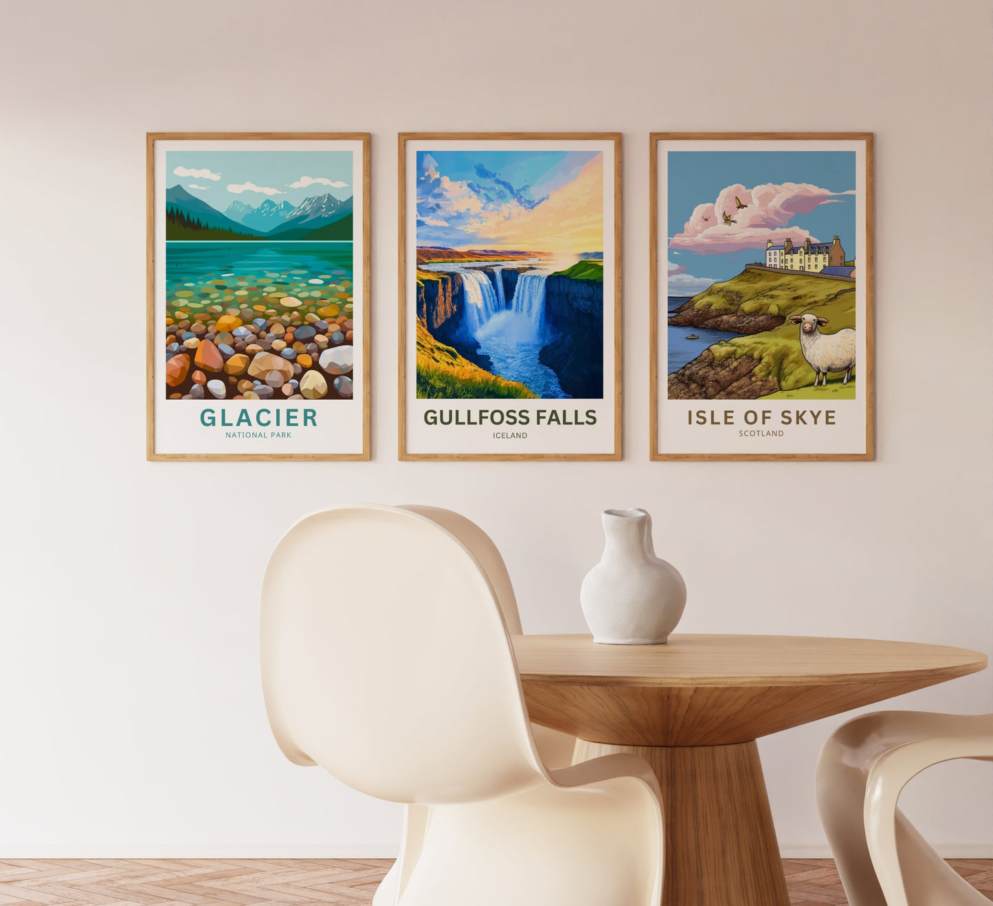 Gullfoss Falls Travel Poster - Majestic Waterfalls of Iceland