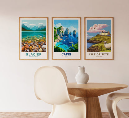Capri Travel Poster - Enchanting Views of Italy Blue Coast
