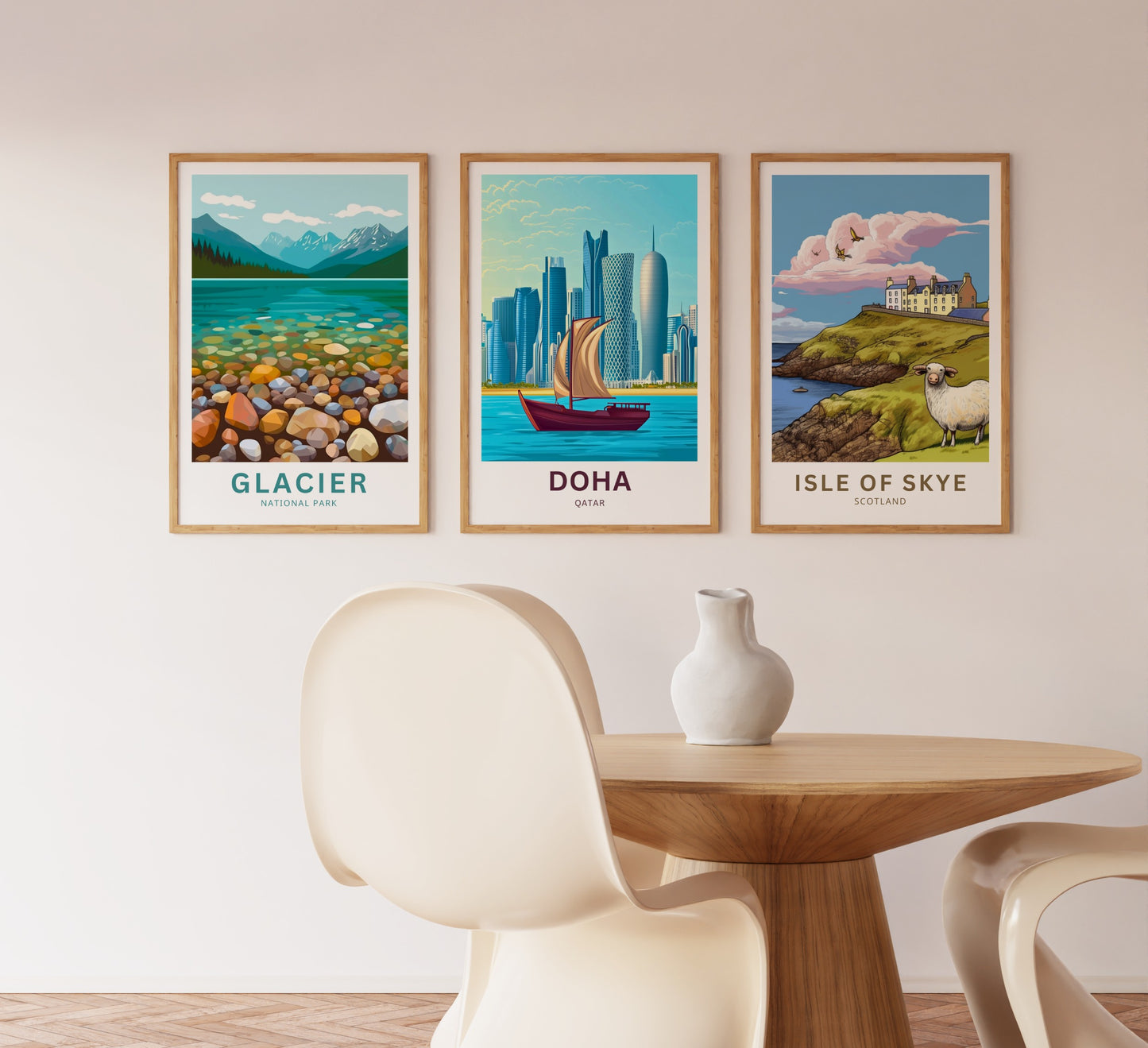 Doha Qatar Travel Poster - Skyscrapers