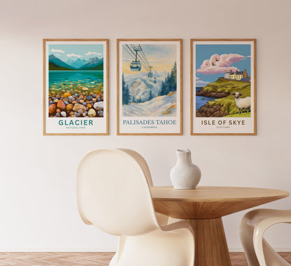 Palisades Tahoe, Watercolor design poster, California Print, Palisades Tahoe Wall Art