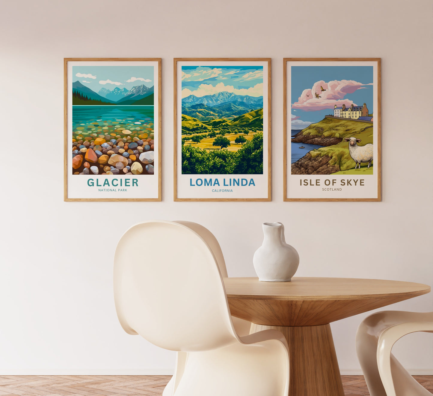 Loma Linda Travel Poster  - Captivating Golden and Blue Horizons