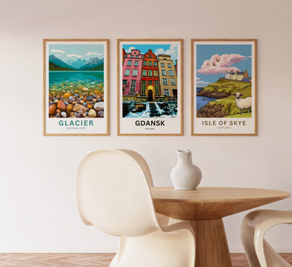 Gdańsk  Travel Poster - Poland Colorblock Townhouses