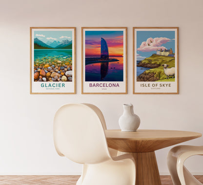 Barcelona Travel Poster  - Spain Captivating Sunset view of W HOTEL