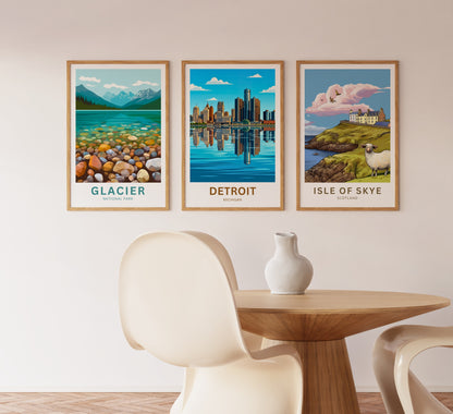 Detroit Travel Poster - Beautiful Skyline View