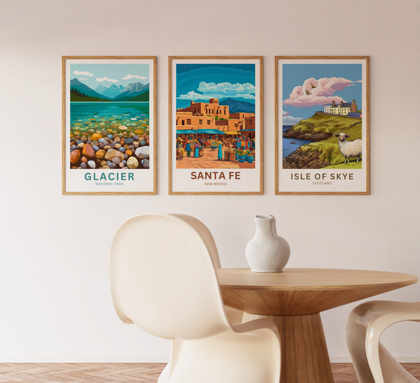 Santa Fe Travel Poster - Bustling Market in New Mexico