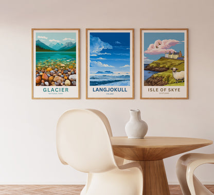 Langjökull Travel Poster - Captivating Serene Glacier