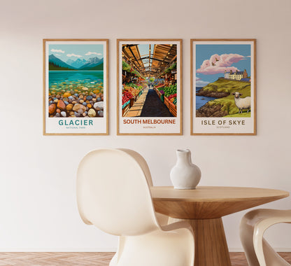 South Melbourne Market Travel Poster  - The Heartbeat of Melbourne