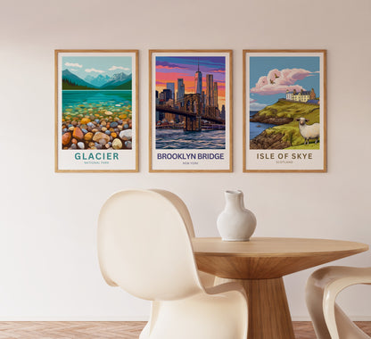 Brooklyn Bridge Travel Poster -  Stunning Evening View