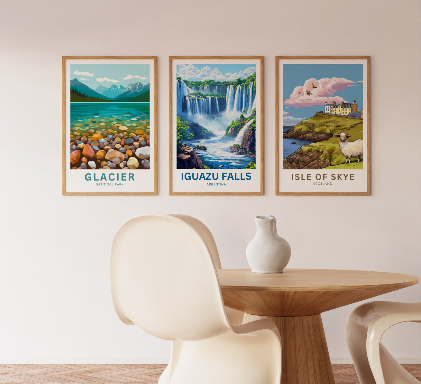 Iguazu Falls Travel Poster - Stunning Majestic Waterfalls of Argentina and Brazil