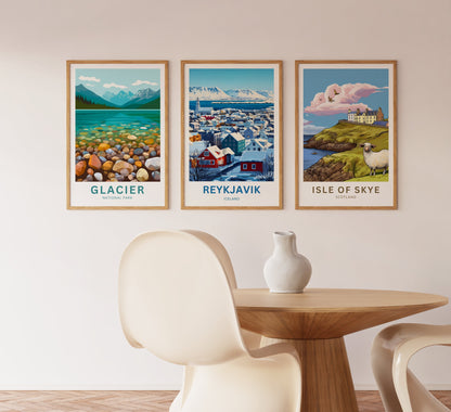 Reykjavik Travel Poster  - Charming City Escape of Iceland