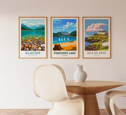Pinecrest Lake Travel Poster - Mesmerizing Serene Lake and Mountain