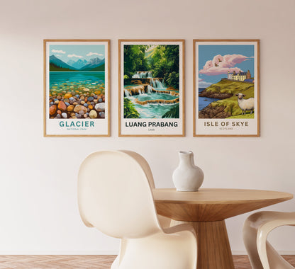 Luang Prabang Travel Poster - Captivating Waterfalls in Laos