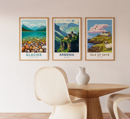 Armenia Travel Poster - Land of Mountains & Monasteries