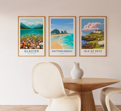 Daytona Beach, Florida Travel Poster - Captivating Shoreline