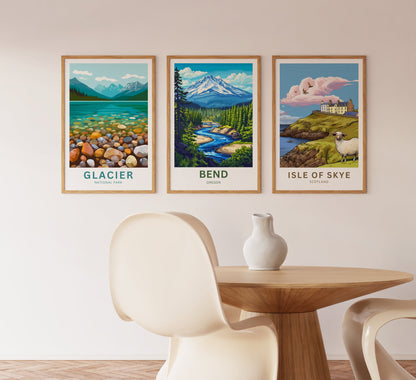 Bend Travel Poster - Oregon Stunning Mountains View