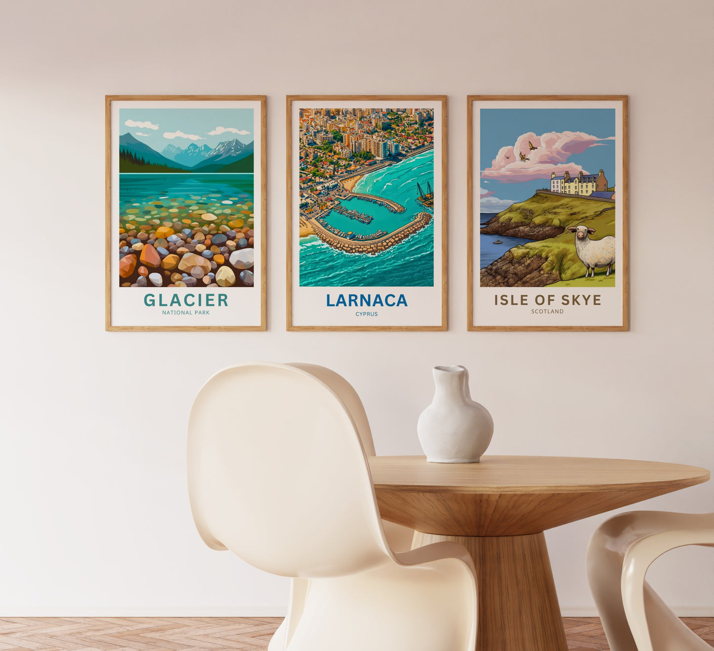 Larnaca Travel Poster - Island Seaside Aerial View