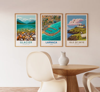 Larnaca Travel Poster - Island Seaside Aerial View