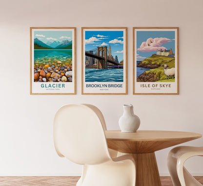 Brooklyn Bridge Travel Poster -  Manhattan to Brooklyn