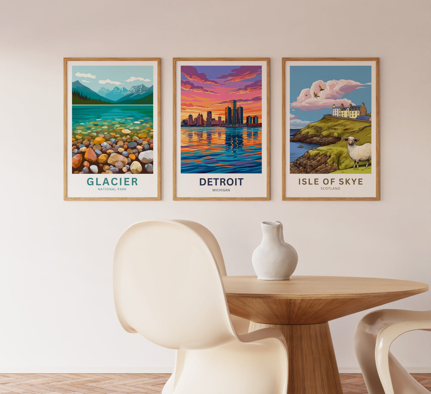 Detroit Travel Poster - River Lights