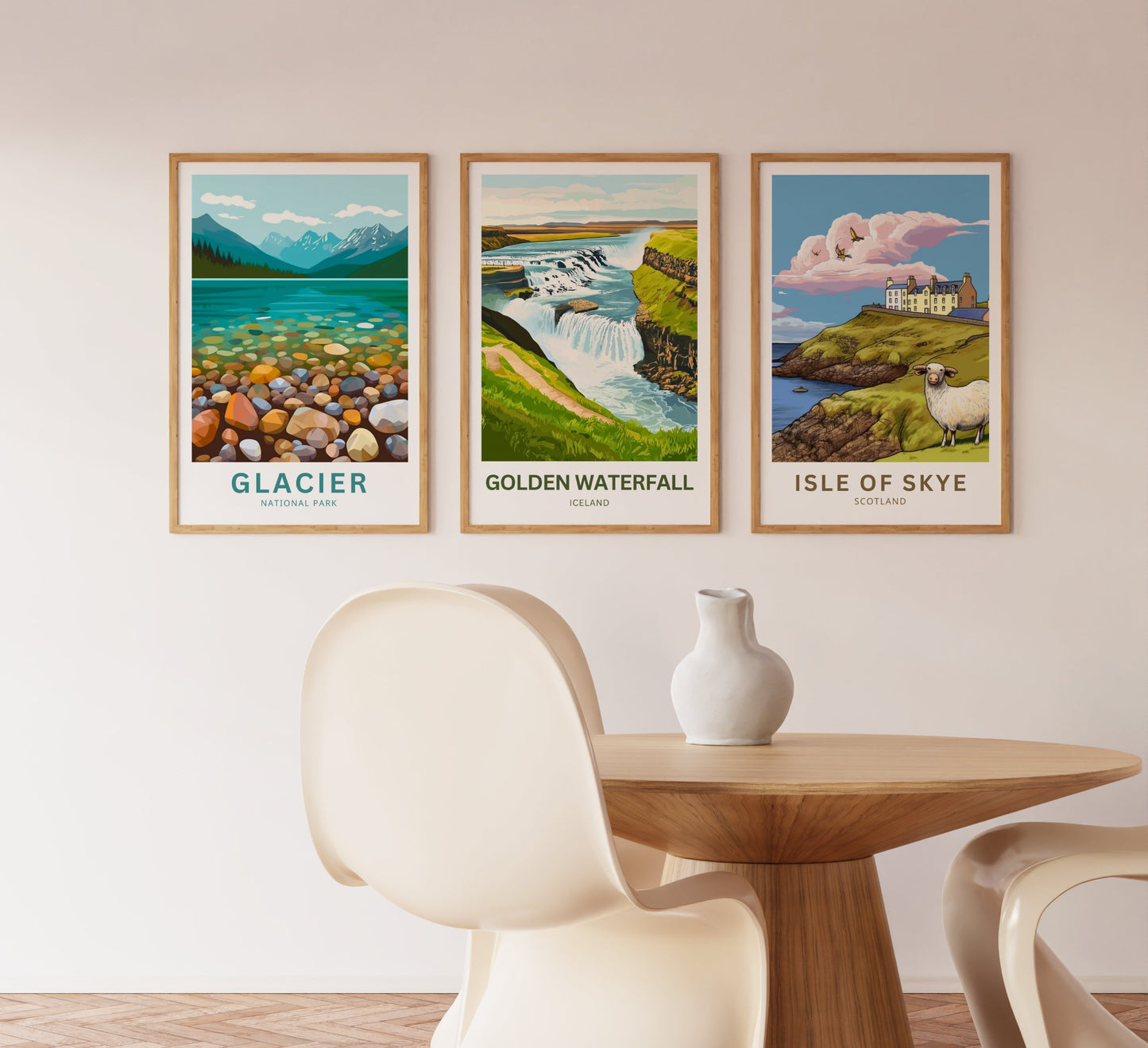 Golden Waterfall Travel Poster - Captivating Iconic Falls of Iceland