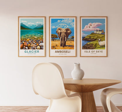 Amboseli National Park Travel Poster  - Great Tusker and Kilimanjaro
