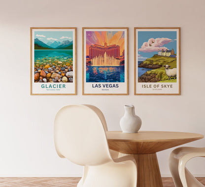 Las Vegas Travel Poster - Featuring Stunning Bellagio fountains