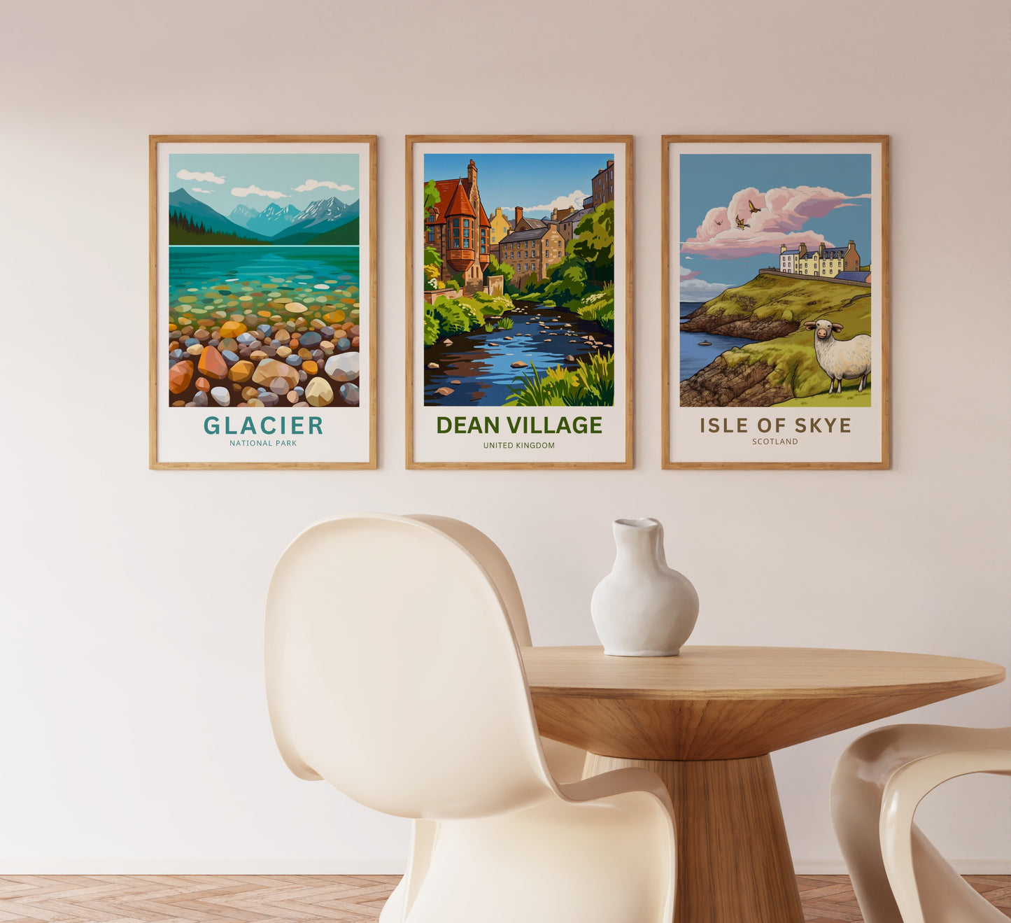 Dean Village Travel Poster - Riverside Stillness
