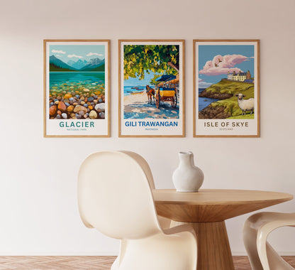 Gili Trawangan Travel Poster- Captivating Beach Horse Carriage